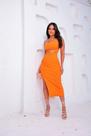 Vestido laranja uma manga