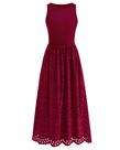 Vestido largo sin mangas de encaje de algodón DOWERME, color vino, talla XL Vestido largo sin mangas de encaje de algodón DOWERME, color vino, talla XL