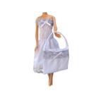 Vestido Lastex Curto Branco com Cinza Veste Boneca Vestido Lastex Curto Branco com Cinza Veste Boneca