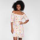 Vestido Lecimar Curto Ombro A Ombro Floral
