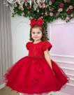 Vestido Leticia Vermelho Festas Com Aplique Borboletas