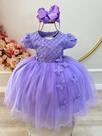 Vestido lilas jardim encantado festa infantil bosque luxo princesa RN a 3 anos