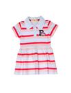 Vestido Listrada Gola Polo Urso Infantil Menina Verão