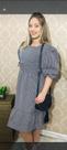 Vestido Listrado com Manga Bufantes Tamanho 50 Vestido Listrado com Manga Bufantes Tamanho 50