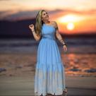 Vestido longo 1 ombro bordado e barra richilie
