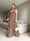 Vestido longo animal print