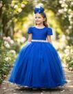 Vestido longo Azul Royal Enjoy Peito Rendado Daminhas Festa Eventos