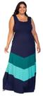 Vestido Longo Bicolor de Alças Largas Vestido Longo Bicolor de Alças Largas