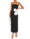 Vestido longo bodycon floral sem alças ZESICA preto G Vestido longo bodycon floral sem alças ZESICA preto G