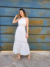 Vestido longo bordado em lezis com abertura