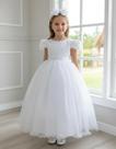 Vestido Longo Branco Com Strass E Pérolas Daminhas Florista