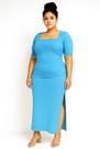 Vestido Longo Canelado com Fenda Lateral Feminino Tamanho Único e Plus Size (GGaoG3) Diversas Cores