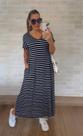 Vestido Longo Casual Soltinho com Bolso Cor:ListraTamanho:M Vestido Longo Casual Soltinho com Bolso Cor:ListraTamanho:M