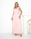 Vestido Longo Cavado com Decote Quadrado e Botões Funcionais - Cousin Woman - Rosa