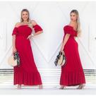 Vestido Longo Ciganinha Corpete em Lastex Babado na Barra