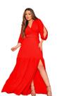 Vestido Longo Com Cinto Mangas Vazadas