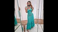 vestido longo com decote profundo Tamanho P design unico e malha algodão Marca Ideal Store