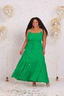 Vestido longo com detalhes nas alças