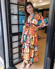 Vestido longo com estampa tamanho único