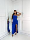 Vestido Longo Com Fenda Abertura Lateral Costas Trançadas Amarração Tubinho Feminino Natal Ano Novo Festa