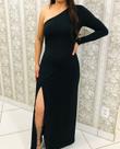 vestido longo com fenda mula manca