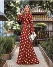 Vestido Longo com Manga Comprida em Crepe Ball
