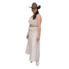 Vestido Longo Creme com Fenda