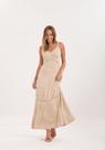 Vestido Longo De Alças Em Sarja Com Linho LUNENDER J0193