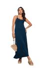Vestido Longo de Alcinha com Bolsos Azul
