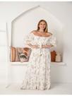 Vestido longo de crepe manga 3/4 boho moda indiana hippie