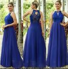 Vestido Longo De Festa Para Madrinha , Formatura, Festas. Cor:Azul tifane tamanho:G