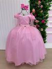 Vestido Longo de Formatura Rosa Chiclete com Glitter e Detalhes em Diamante
