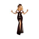 Vestido Longo De material sintético Com Fenda, Busto Aberto E Detalhes Em Tela Transparente, Estilo