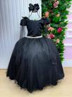 Vestido Longo Diamante Preto Banana Club para Meninas