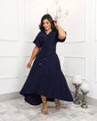 Vestido Longo Em Malha Manga Curta Com Cinto Ajustável Ideal Para Gestante