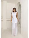 Vestido Longo em Tule com Transparência e Decote Costas