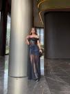 Vestido Longo em Tule com Transparência Ombro a Ombro
