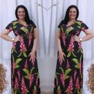 Vestido longo em viscolaycra estampada