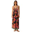 Vestido Longo Estampado Acinturado Decote V Elegante Fashion Vestido Longo Estampado Acinturado Decote V Elegante Fashion