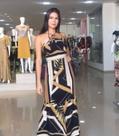Vestido Longo Estampado Feminino Social Elegante em Malha - Joelik