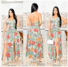 Vestido longo estampado frente única