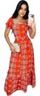Vestido Longo Estampado Manguinha Curta Sem Bojo Elastex