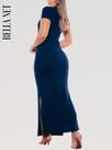 Vestido Longo Evangélico Com Manguinhas Tecido Canelado Premium Vestido Eva