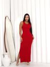 Vestido Longo Feminino Amarração nas Costas Fenda lateral Elegante Tendência Vestido Longo Feminino Amarração nas Costas Fenda lateral Elegante Tendência