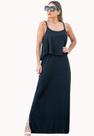 Vestido Longo Feminino Bandana Com Fenda Laterais Alcinha