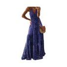 Vestido Longo Feminino Boêmio Com Estampa Floral, Decote Em V E Cintura Alta, Vestido Com Alças