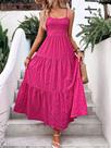 vestido longo feminino com alças cor rosa