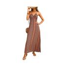 Vestido Longo Feminino De Verão Boho Com Estampa Étnica, Costas Abertas E Fenda Na Perna Para Praia Vestido Longo Feminino De Verão Boho Com Estampa Étnica, Costas Abertas E Fenda Na Perna Para Praia