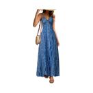 Vestido Longo Feminino De Verão Boho Com Estampa Étnica, Costas Abertas E Fenda Na Perna Para Praia