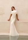 Vestido Longo Feminino Drapeado com Capa Elegante em Poliamida Festa e Eventos